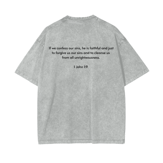 Oversize Snow Washed T-Shirt | 1 John 1:9