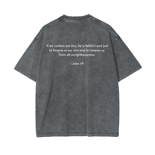 Oversize Snow Washed T-Shirt | 1 John 1:9